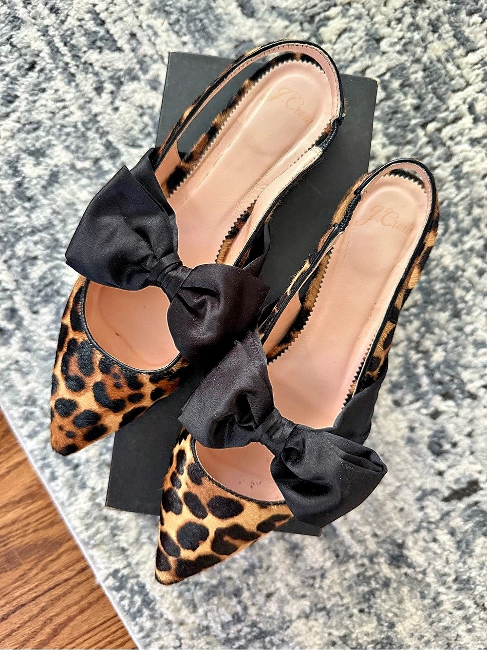 J.Crew Large Bow Slingback Flat Leopard Bow Slingback Flats US 9.5